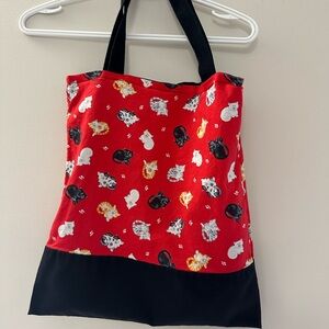 Handmade Cat Print Tote Bag